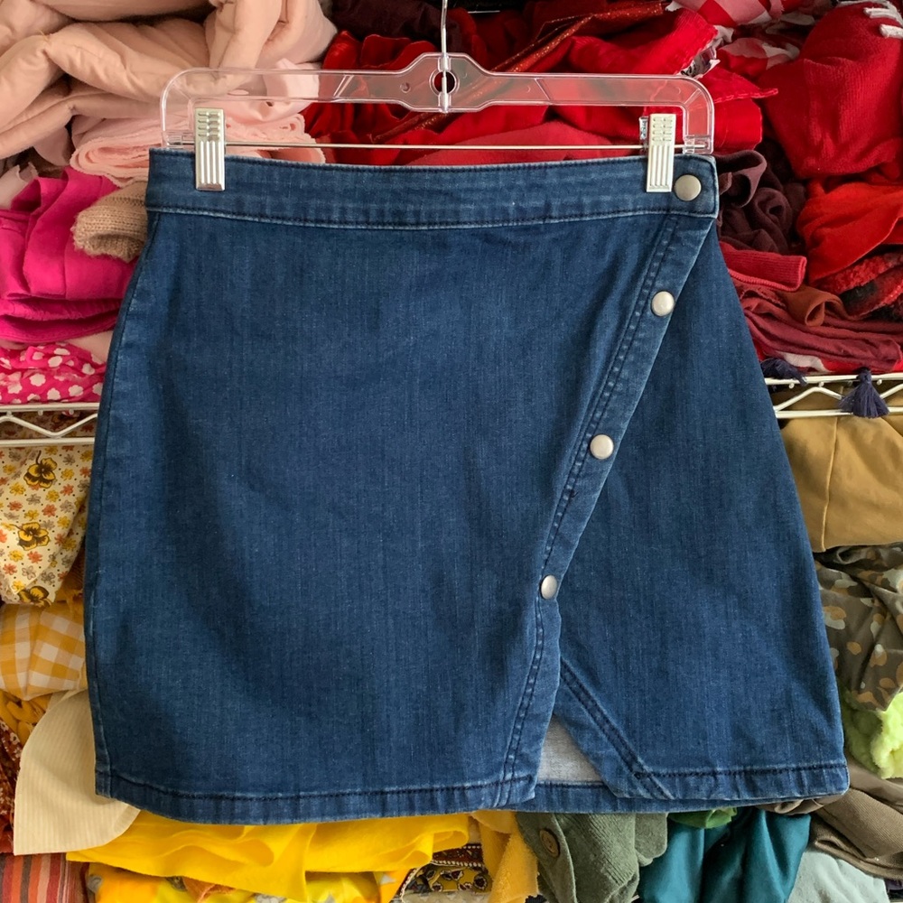 Free People Indigo Asymmetrical Mini Skirt